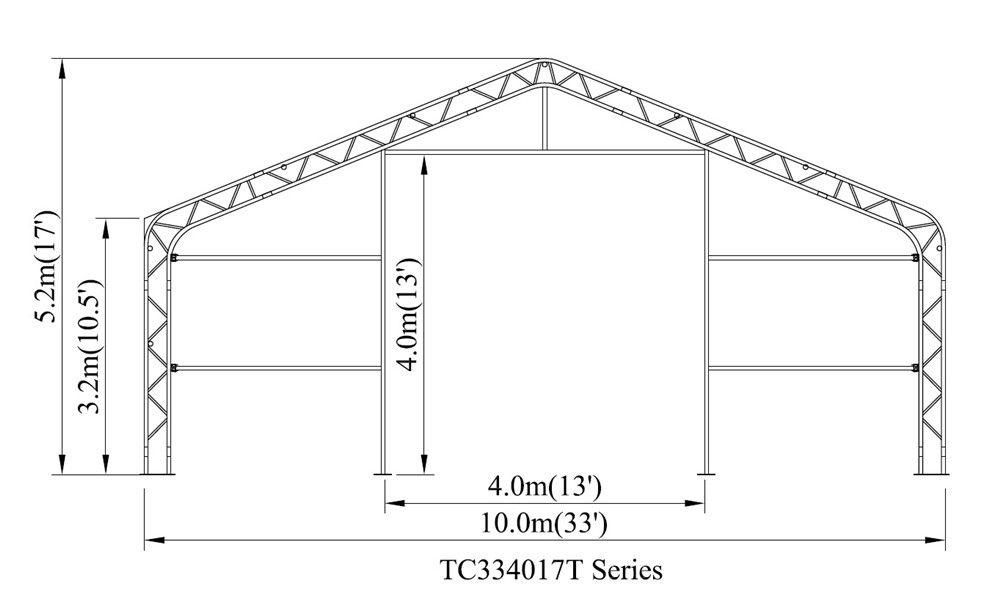 sketch drawing for 10m wide fabric covered buildings